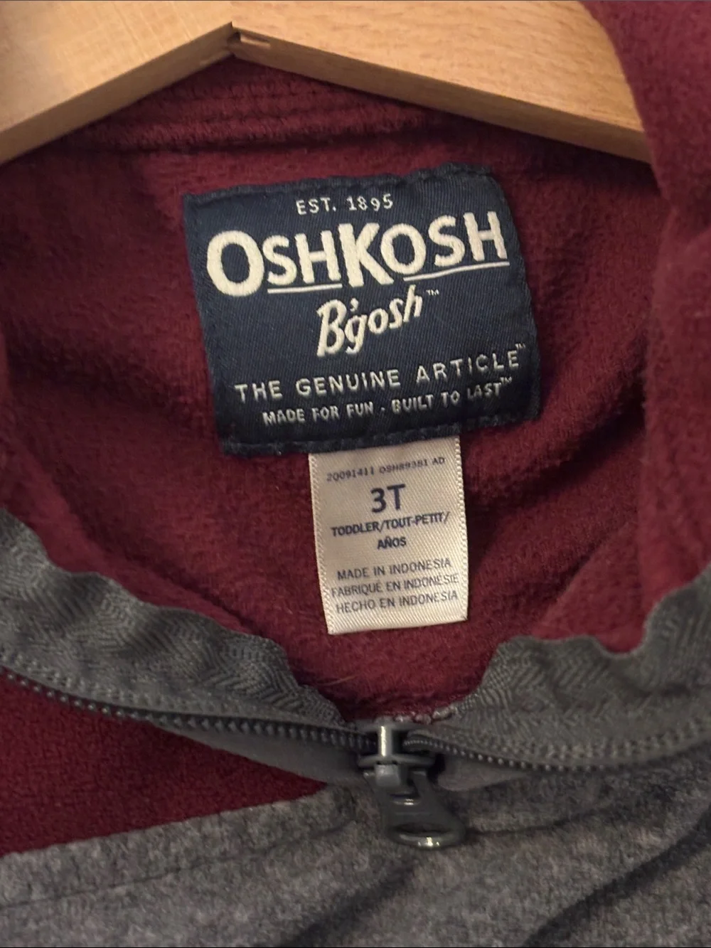 OshKosh B'gosh Maroon & Charcoal Half-Zip Pullover